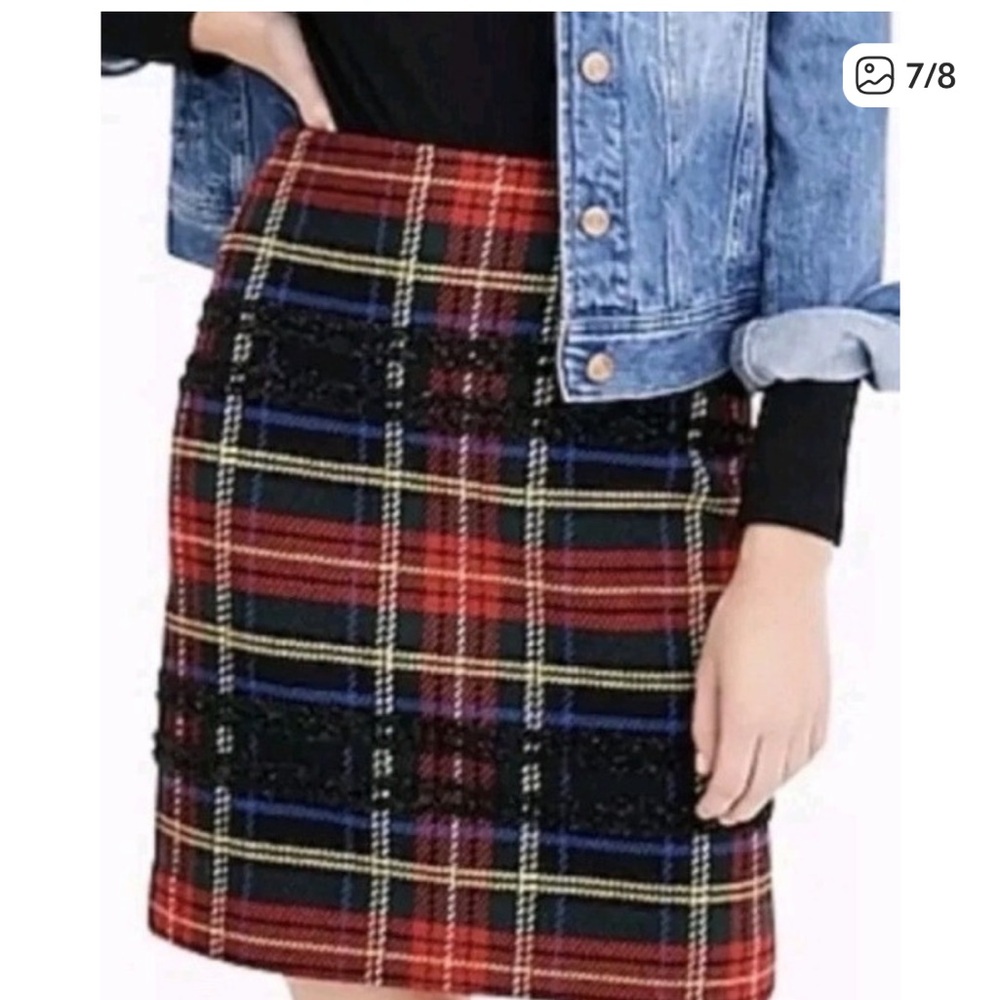 J. Crew Multicolor Festive colorful Plaid Skirt